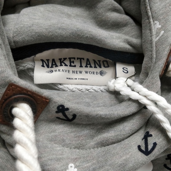 NWT NAKETANO Grey Green High Collar Anchor Hoodie - Picture 4 of 8